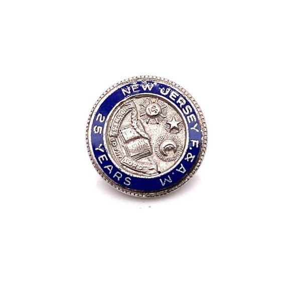 VTG Estate Sterling Silver New Jersey E &‎ AM 25 Years Enamel Pin! 131 - Picture 1 of 5
